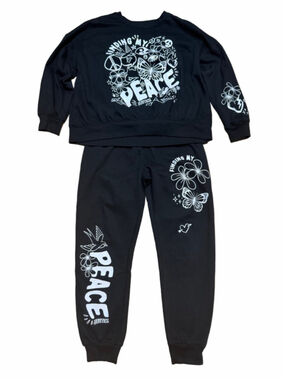 Justice Girls XL Plus 16P 18P Finding My Peace Sweatshirt Jogger 2 Piece Set